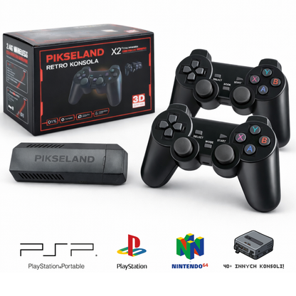 PIKSELAND™ - Konsola Retro Plug & Play + 2 Pady