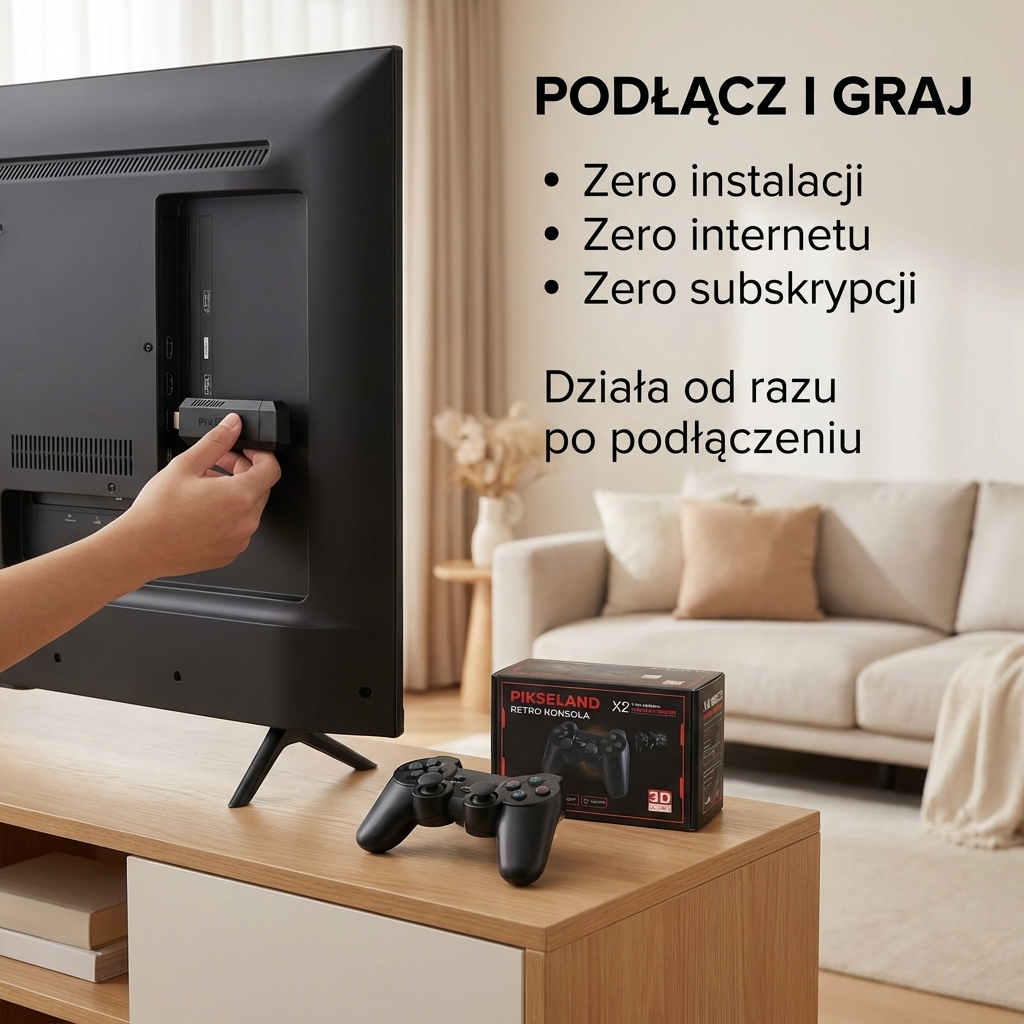 PIKSELAND™ - Konsola Retro Plug & Play + 2 Pady